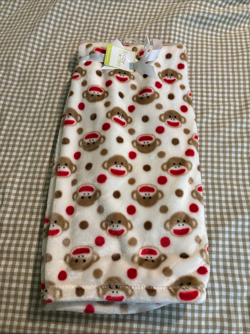 Baby Steps Cream Fleece Sleep Sack with Playful Monkey and Red Dot Pattern
